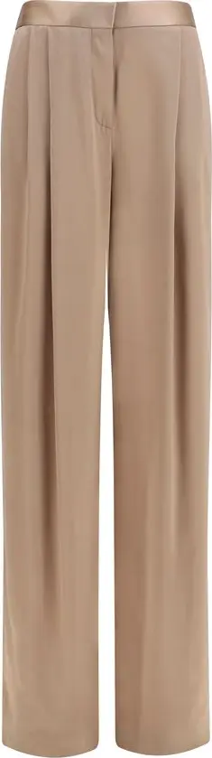 Beige Silk Casual Pants