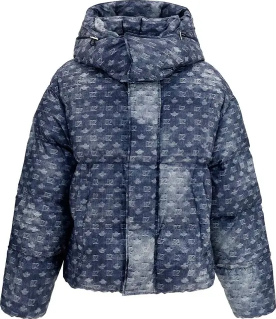 Blue Polyester Full-Length Jacket