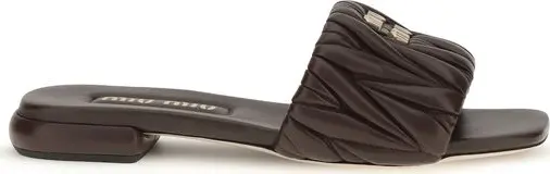 Brown Calf Leather Bos Taurus Flat Sandals