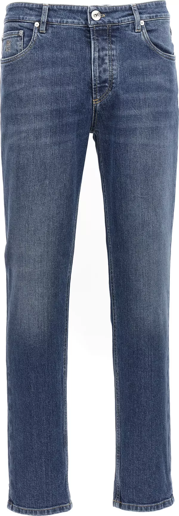 Blue Cotton Slim Fit Jeans