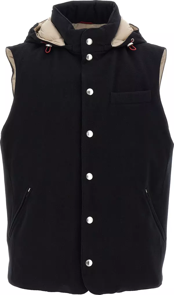 Black Wool Sleeveless Jacket