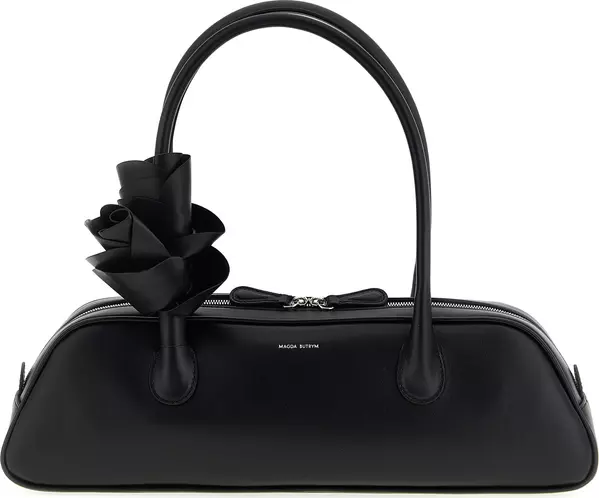 Black Calfskin Shoulder Bag