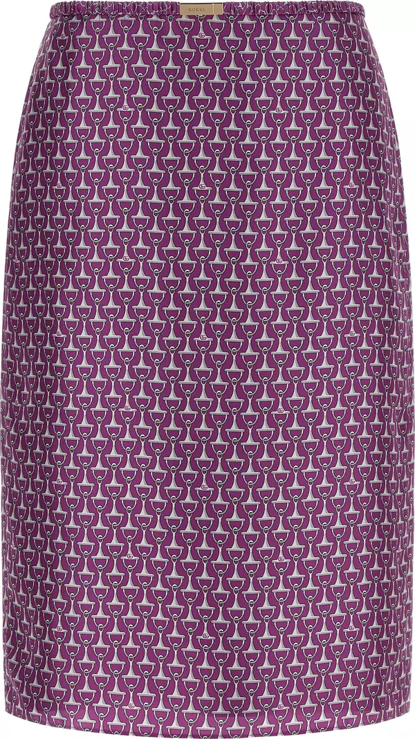 Purple Silk Midi Skirt