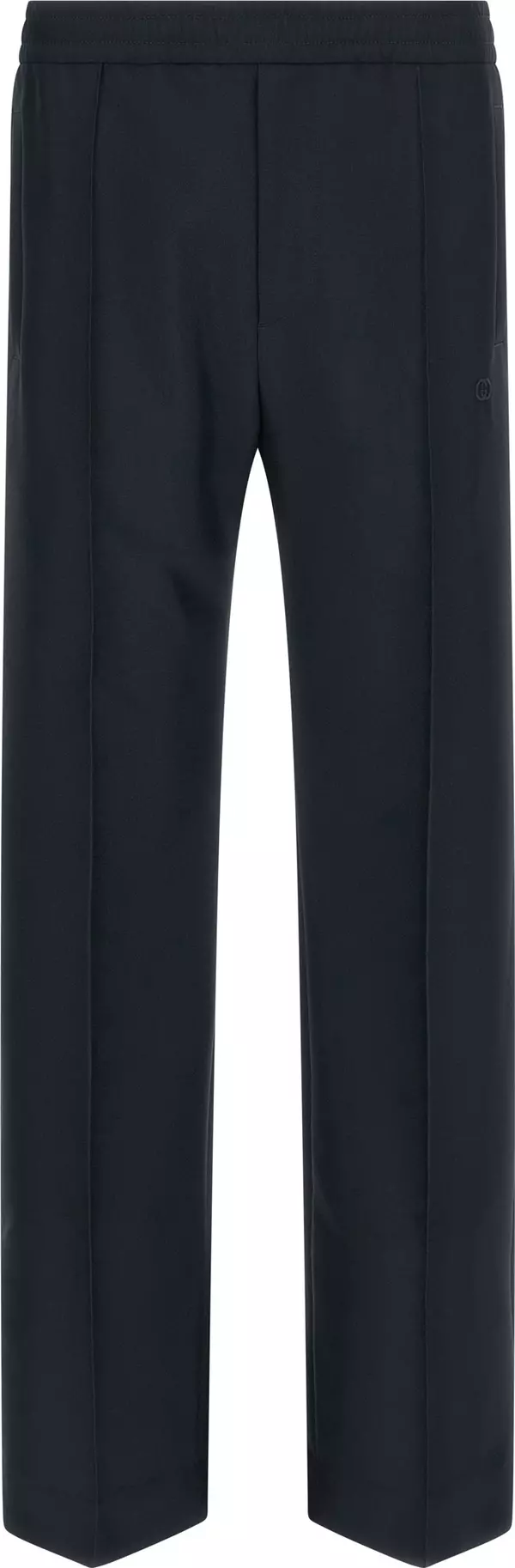 Blue Polyester Casual Pants