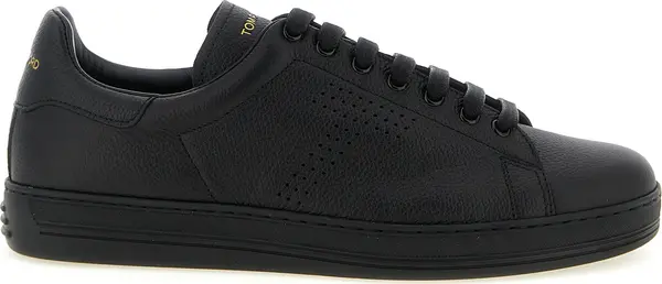 Black Leather Low Top Sneakers