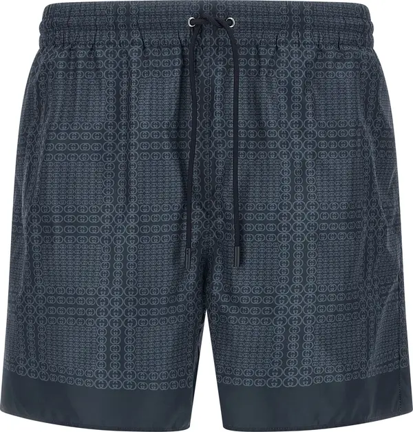 Blue Polyester Swim Shorts