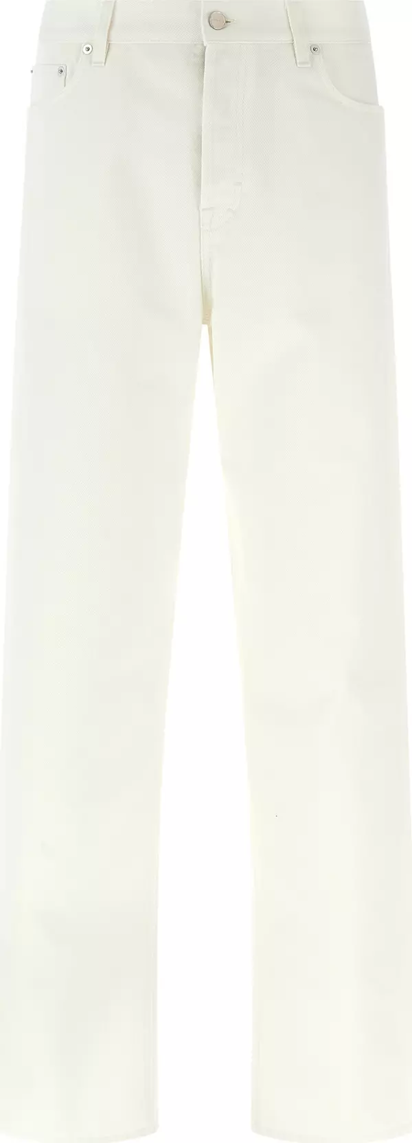 White Cotton Straight-Leg Jeans