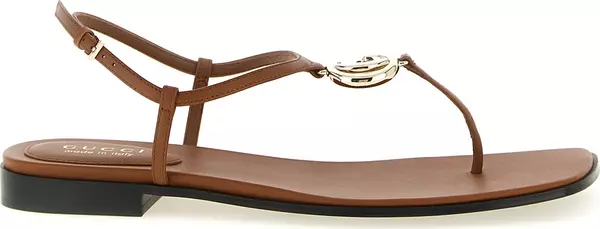 Brown Calfskin Flat Sandals