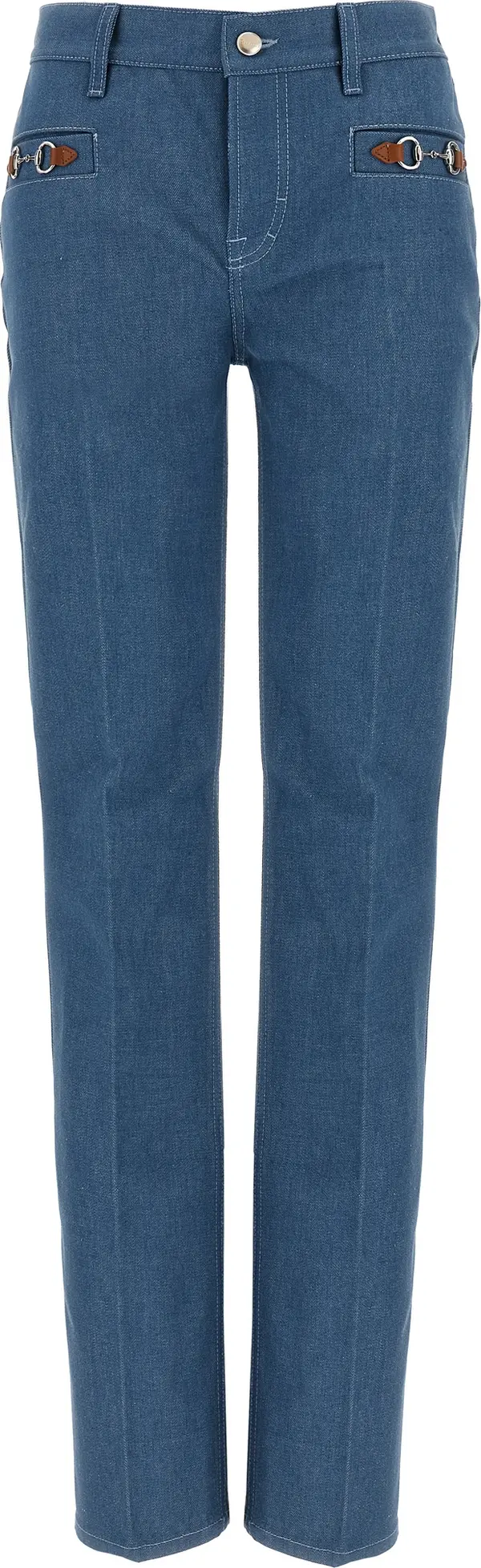 Blue Cotton Straight-Leg Jeans