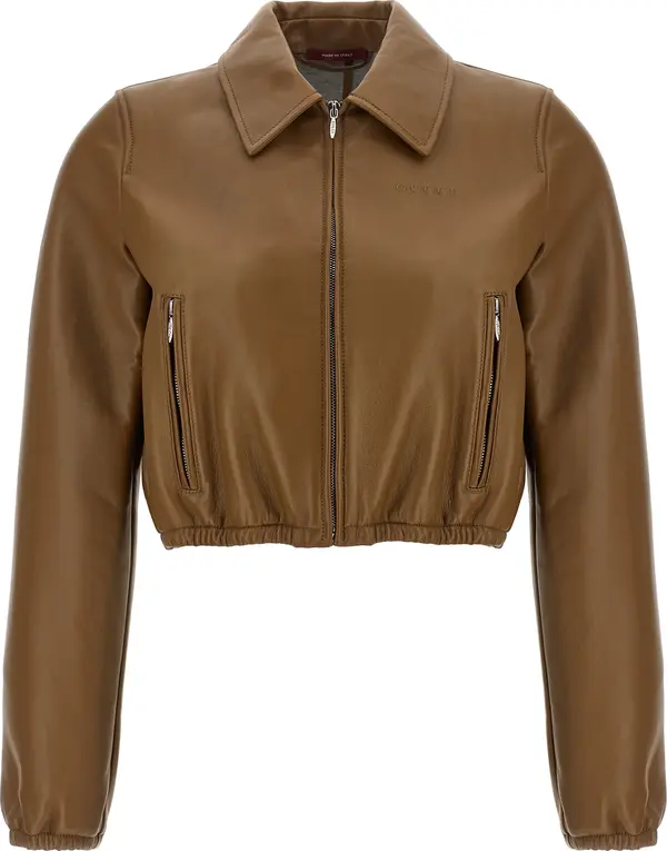 Beige Lamb Leather Leather Jacket