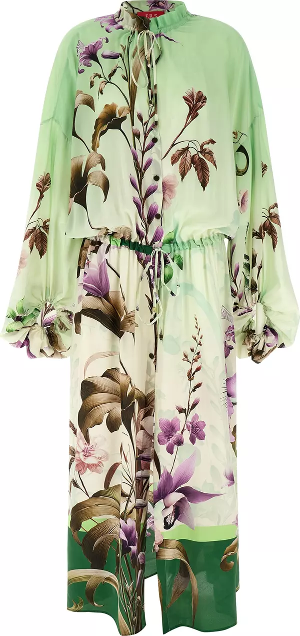 Bicolor Silk Long Dress