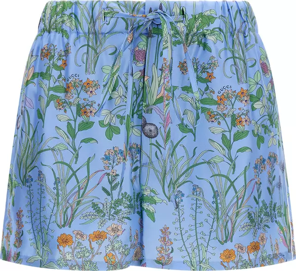 Blue Silk Bermuda Shorts
