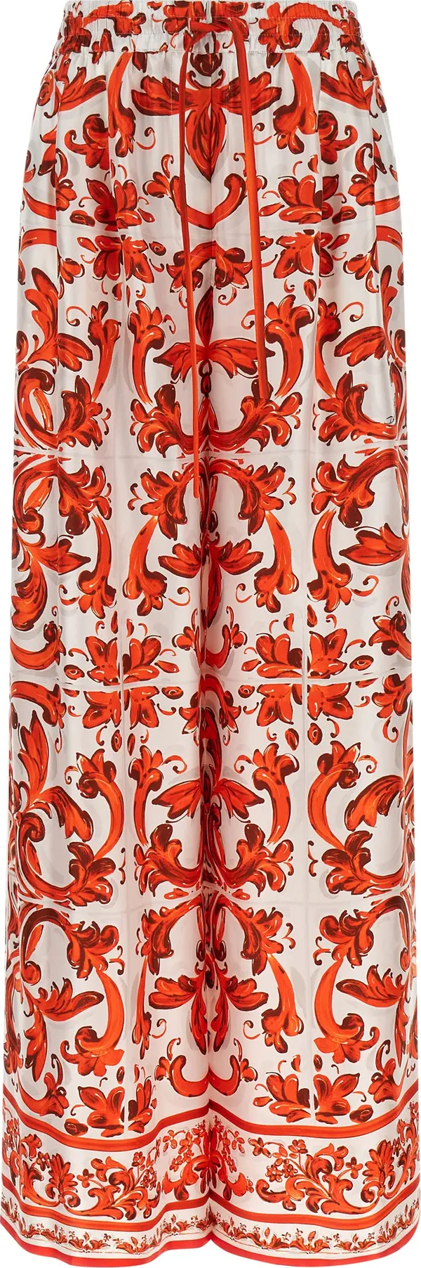 Orange Silk Flared Pants