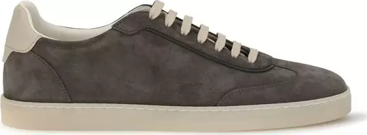 Gray Calf Leather Bos Taurus Low Top Sneakers