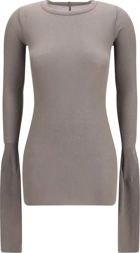 Gray Viscose Long Sleeve T-Shirt