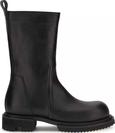 Black Calf Leather Bos Taurus Flat Boots