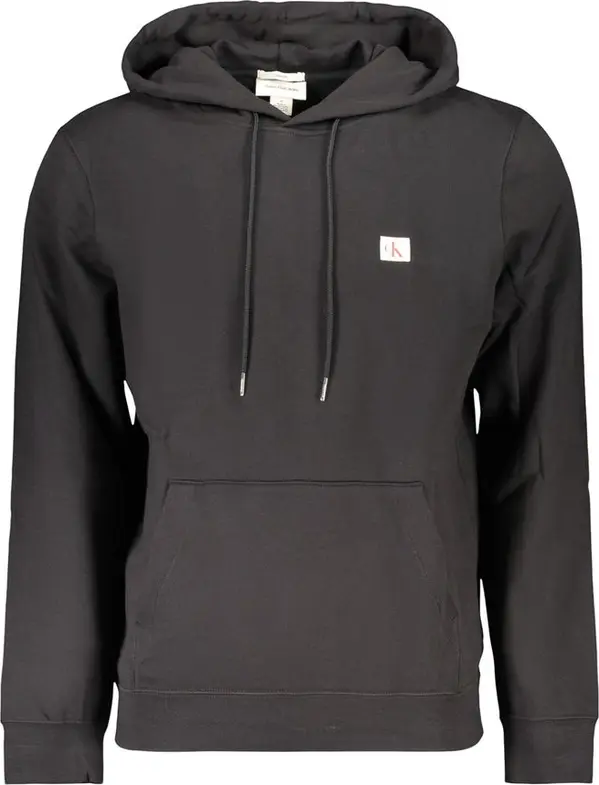 Black Cotton Men Hoodie