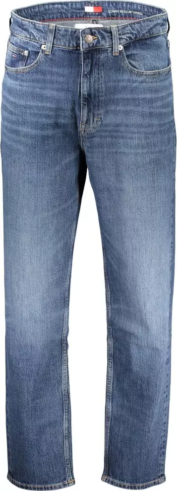 Blue Cotton Men's Jean Refined with Tapered Silhouette