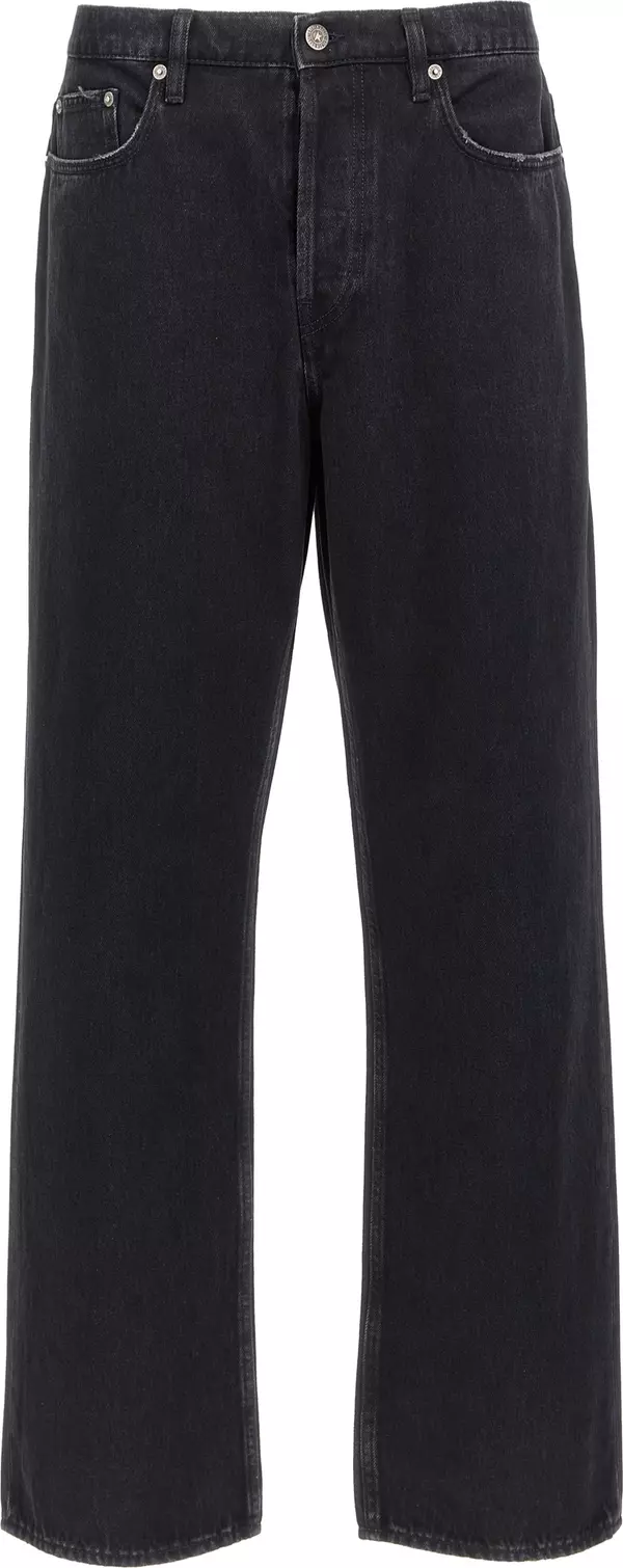 Black Cotton Straight-Leg Jeans
