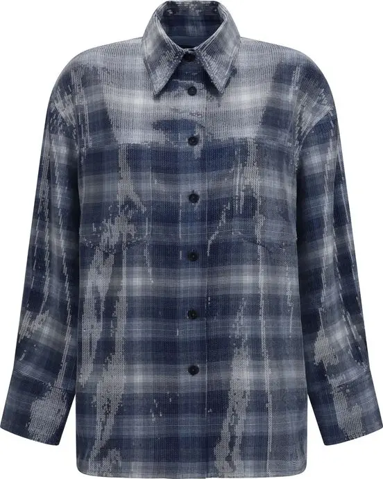 Blue Polyester Pattern Shirt