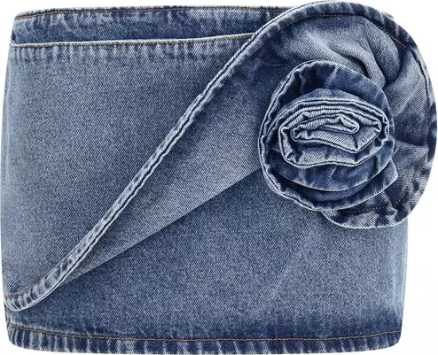 Blue Cotton Mini Skirt