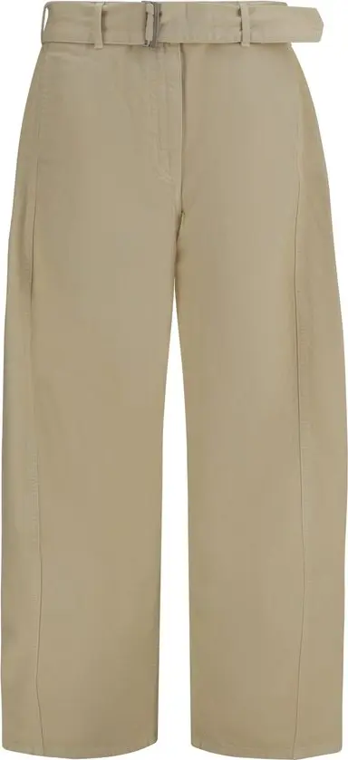 Beige Cotton Casual Pants