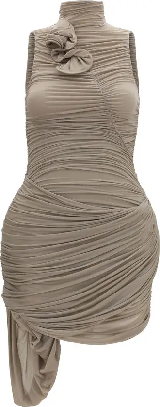 Beige Copper Cocktail Dress