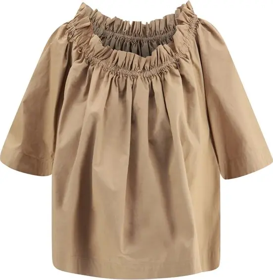 Beige Cotton Shortsleeve Shirt