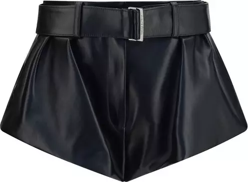 Black Lambskin Bermuda Shorts