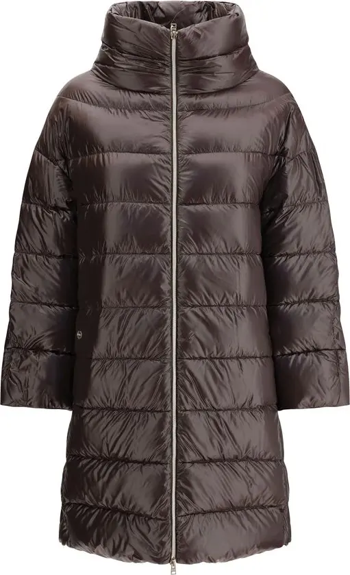 Brown Polyester Full-Length Jacket