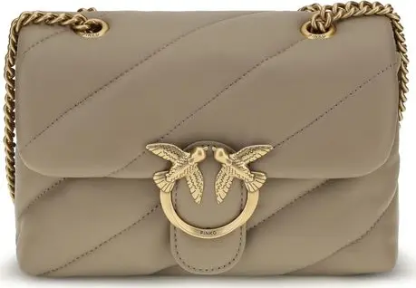 Beige Calf Leather Bos Taurus Shoulder Bag
