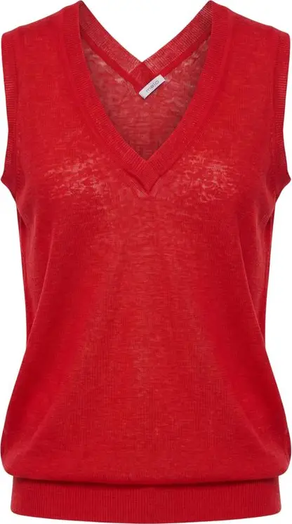 Red Linen Women Tank