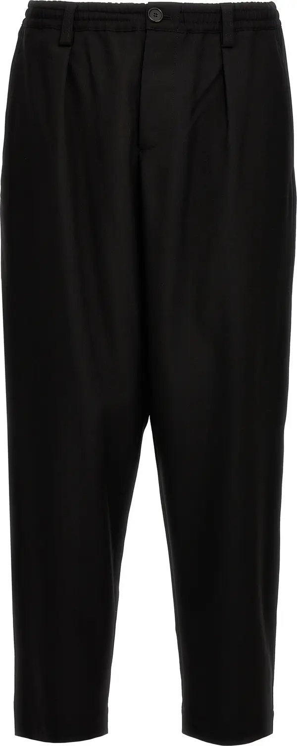 Black Virgin Wool Cropped Pants