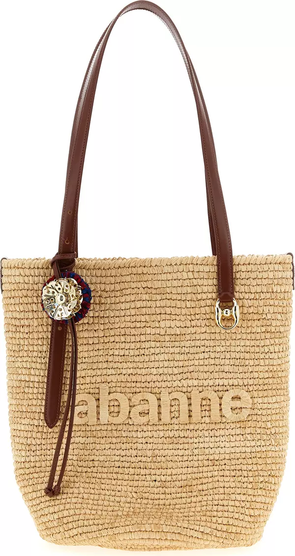 Beige Raffia Tote Bag