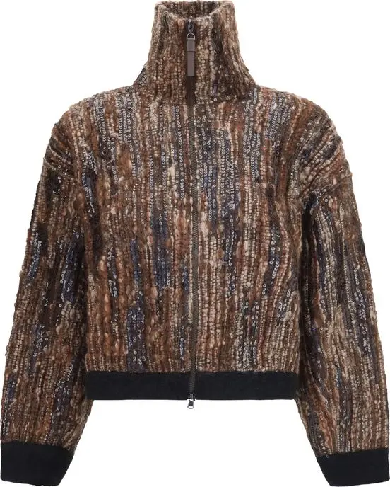 Brown Mohair Full-Length Jacket