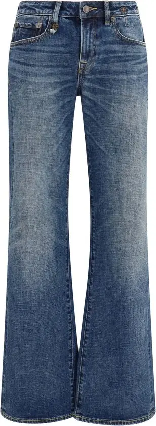 Blue Cotton Straight-Leg Jeans