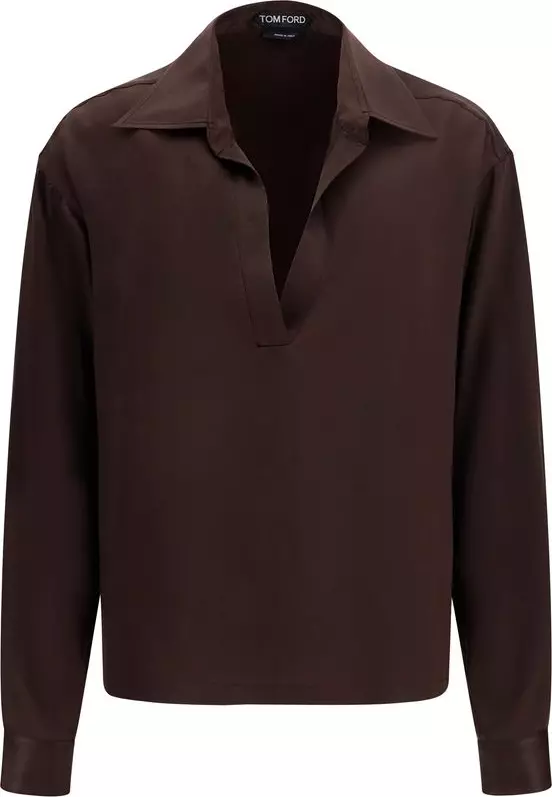 Brown Silk Dress Shirt