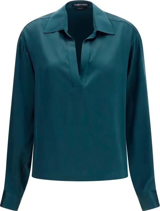 Blue Silk Dress Shirt