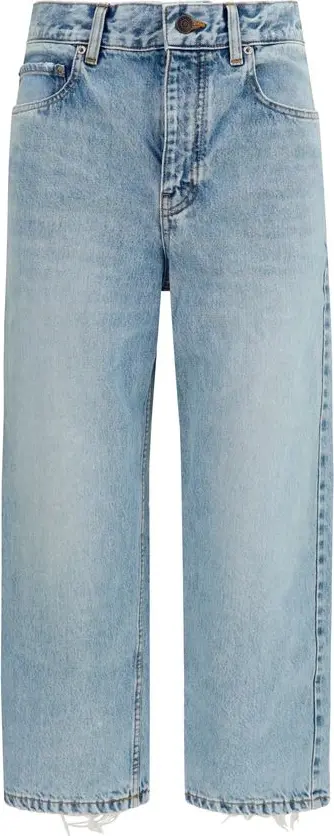 Blue Cotton Cropped Jeans