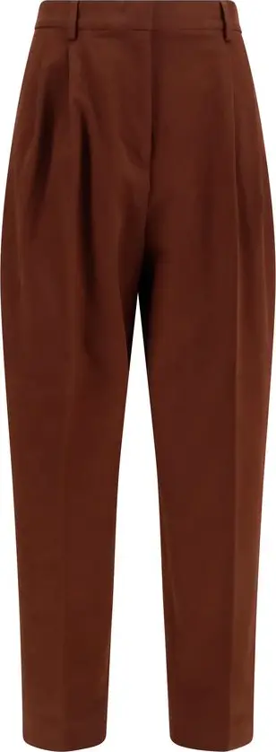 Brown Cotton Casual Pants