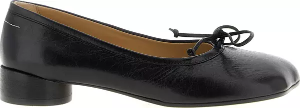 Black Calfskin Mid Heel Pumps