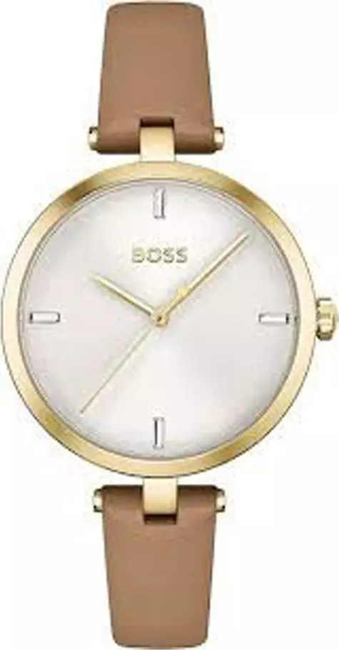 Beige Leather Dress Watch