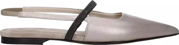 Beige Leather Ballet Flats