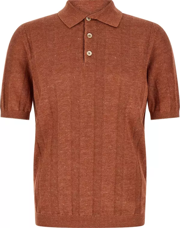 Orange Linen Polo Shirt