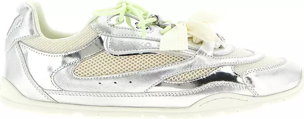 Silver Leather Athletic Sneakers