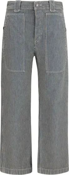 Blue Polyester Casual Pants