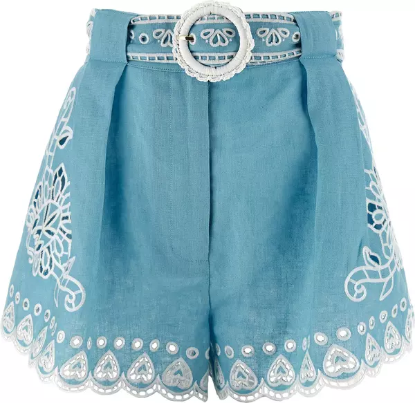 Blue Linen Bermuda Shorts
