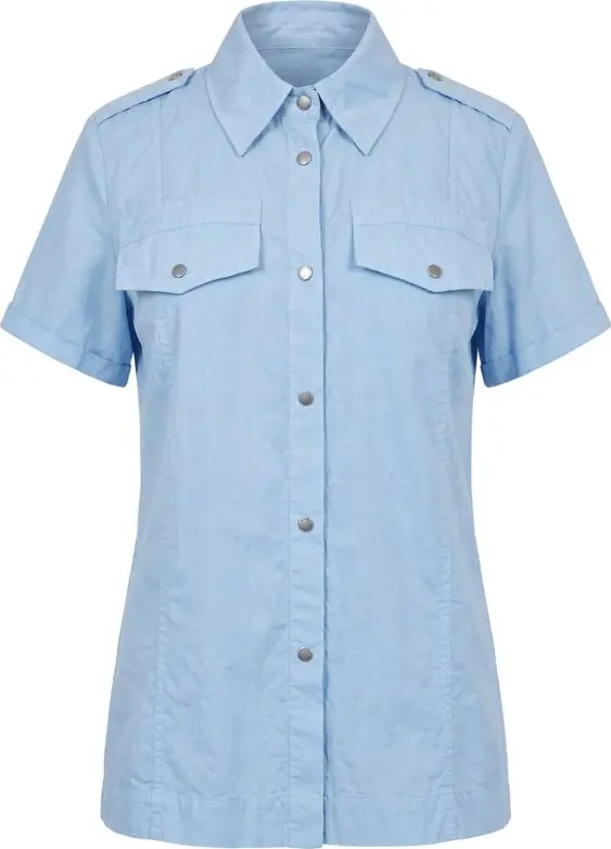 Light Blue Cotton Women Shirt