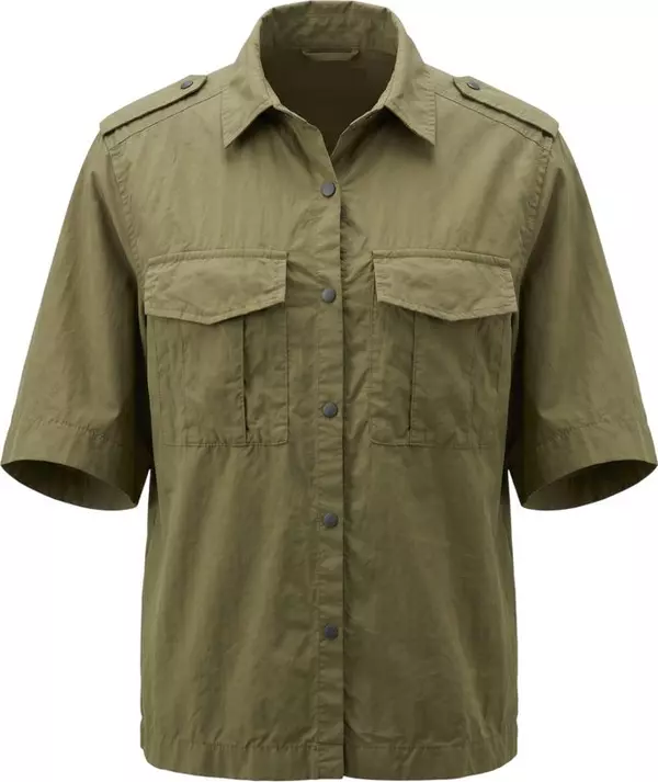 Green Cotton Women Shirt