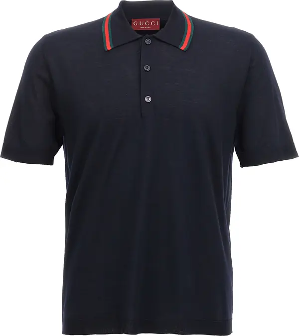 Blue Wool Polo Shirt